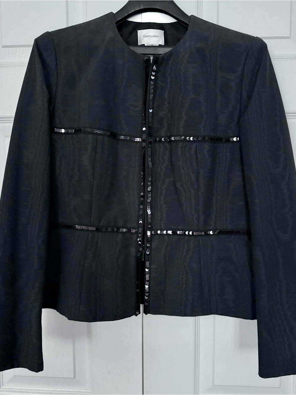 Sunny Choi Vintage Black Women’s Suit with Sequin Trim and Matching Skirt